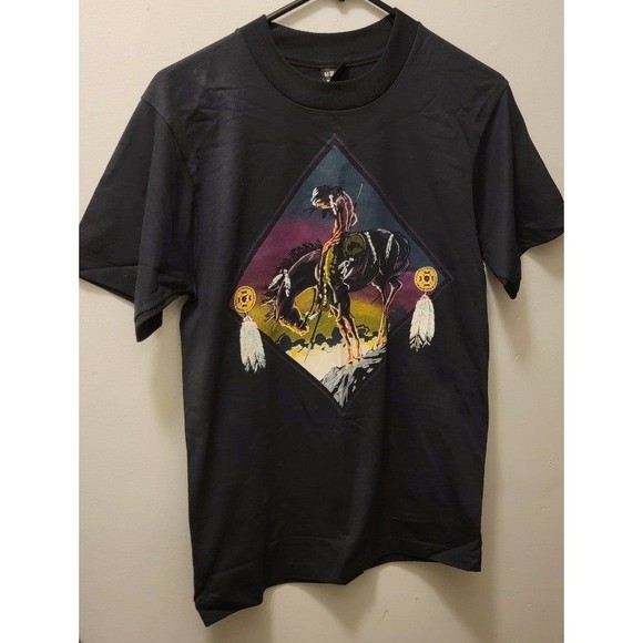 Vintage Screen Stars Medium Tribal Indian Horse Single Stitch Black - Picture 1 of 3